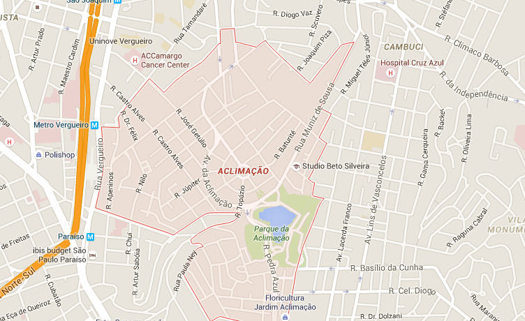 Localização da Floricultura Aclimação